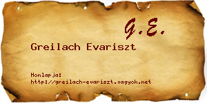 Greilach Evariszt névjegykártya